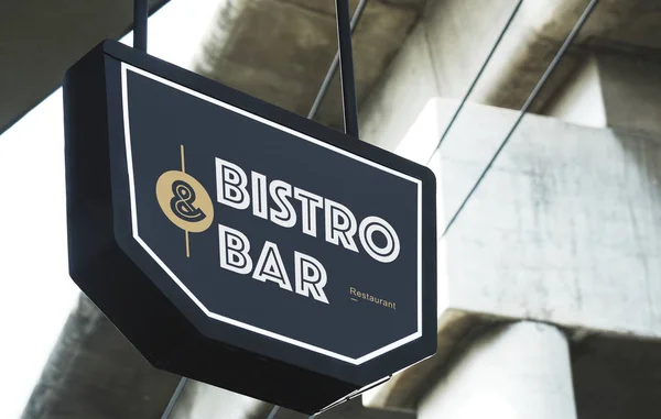 An image of a signage in front of a Bistro bar Digital sign profitability near Energy Corridor