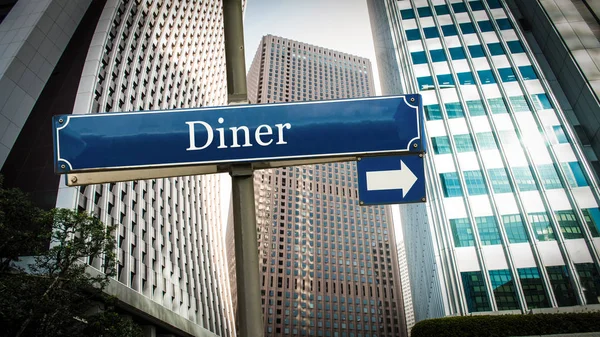 An image of a Diner Business sign in front of a food house in Houston.