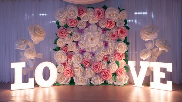 An image of a beautiful glowing love event signage in Houston