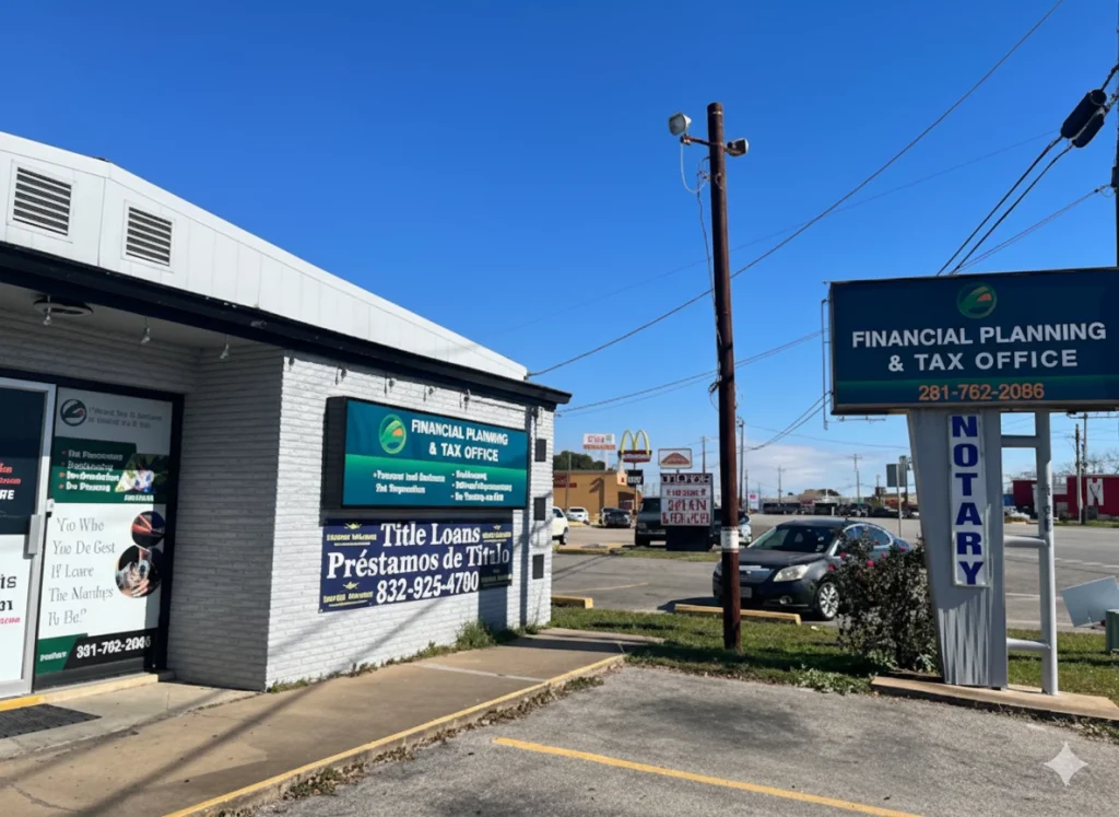 Professional business sign for financial planning office, crafted by a top business sign manufacturer in Houston.