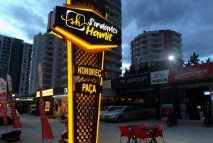 Large double-sided illuminated totem signs Houston for Sırdancı Hamit – premium sign manufacturing and installation in Houston