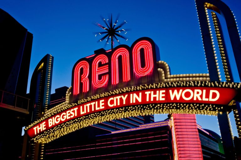 Iconic Reno neon retro signage, demonstrating vibrant, dazzling custom signs Houston.