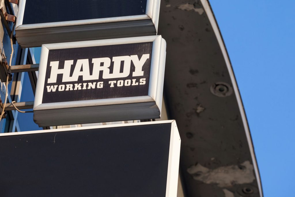Hardy Working Tools custom light box cabinet produced by a leader in sign manufacturing Houston TX business services.