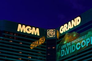 Large scale custom building signs for MGM Grand, showcasing premium results from sign manufacturing Houston specialists.