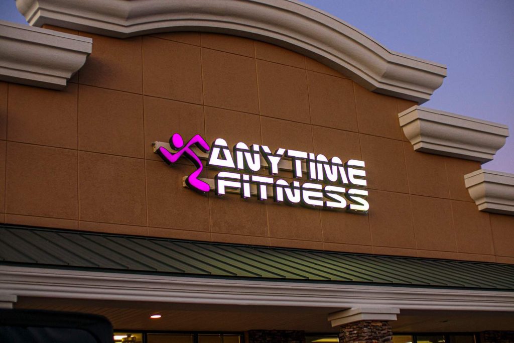 Anytime Fitness exterior LED sign by a business sign manufacturer Houston.